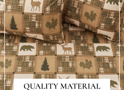 Great Bay Home Full Size Microfiber Sheet Set - 4-Piece Lodge Bed Sheets - Ultra-Soft and Smooth Brushed Microfiber Woodland Decor Bedding (Stonehurst)