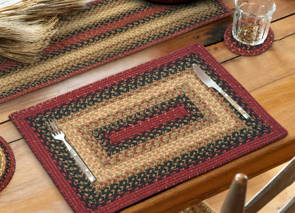 Homespice Highland Braided Placemats for Cabin Decor, Rect 13x19 Set of 6