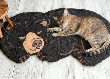 EZ.enjoy Shaped Black Bear Hand-Hooked Accent Rug 32x17 Inches