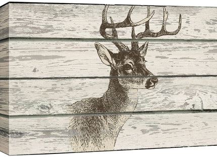 wall26 - Deer on a Rustic Wooden Background - Canvas Art Wall Art - 24"x36"