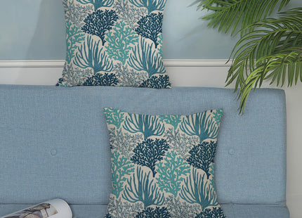 DAFENA Outdoor Pillow Covers 18x18 Inch 2 Pcs Coastal Blue Teal Coral Summer Decor Throw Pillows Nautical Sea Beach Ocean Themed Holiday Decoration Pillowcase for Couch Sofa