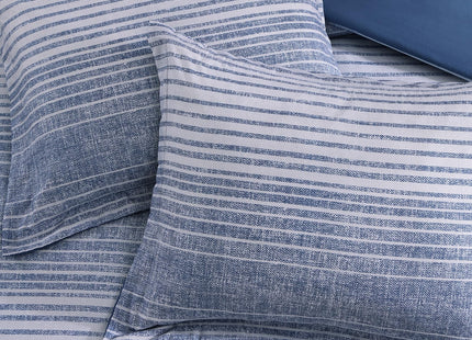 Queen Comforter Set Striped Ocean Blue Coastal 7 Pieces Bed in a Bag