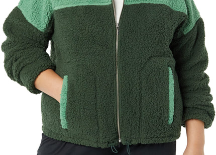 Amazon Essentials Women's Long Sleeve Fleece Zip-Up Sherpa Lined Jacket with Stand Neck, Dark Green Sage Green Shearling, XX-Large