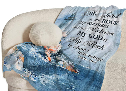Christian Nautical Blanket for Girl Women Lighthouse Scripture Bible Verse Throw Blanket Soft Cozy Warm Fuzzy Fleece Ocean Theme Decor Blanket Gifts for Kids Adults Couch Sofa Bed 50"X40"