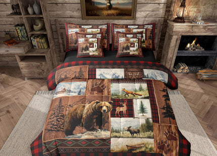 Feelyou Cabin Bear Comforter Set Queen Size Kids Boys Girls 7 Piece