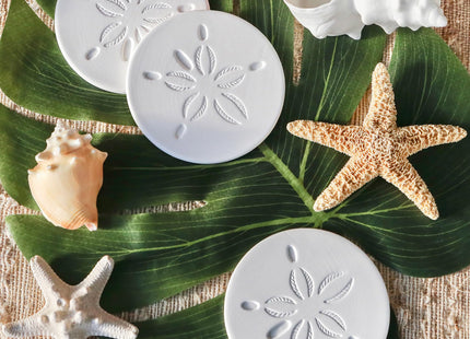 Kate Aspen Absorbent Sand Dollar Drink Coasters Set of 4– Coastal Decor, Nautical Home Decorations, Housewarming Gift, & Beach Themed Coasters for Drinks