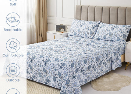 Mooreeke Queen Bed Sheets - 15" Deep Pocket Soft Brushed Microfiber Queen Bedsheets - Flat Sheet Fitted Sheet Pillowcases Included - Deer Forest Printed Christmas Sheet Set