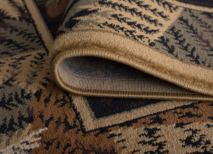 Tayse Fern Deer Beige 3x4 Oval Area Rug Cabin for Dorm, Kids, Baby, or Nursery Room - Lodge, Novelty Deer Style Rugs
