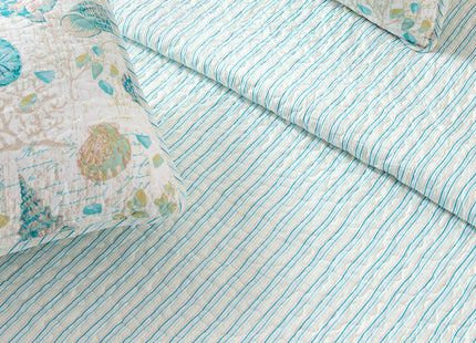 Great Bay Home Coastal Quilt Set - 2-Piece Twin/Twin XL Size Nautical Bedding Set - Lightweight, All-Season, Reversible Bedspread (Seashell)