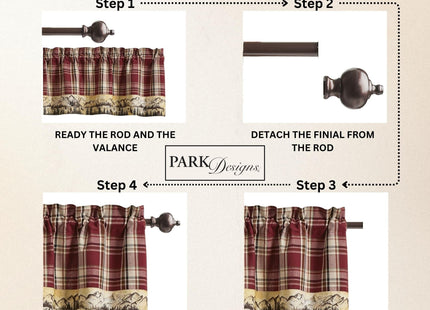 Park Designs Culpepper Lined Bordered Valance 60" X 14", Plaid Tan and Red Window Valance with Forest Inspired Lining, Rustic Window Dressings for Country Farmhouse and Cabin and Lodge Home Decor