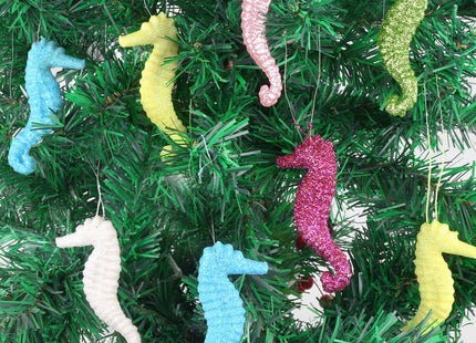 Ocean Seahorse Christmas Ornaments 12 Pcs Coastal Beach