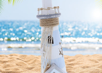 CoTa Global Handcrafted Moonlight Wooden Lighthouse Decor - 11.5 Inches