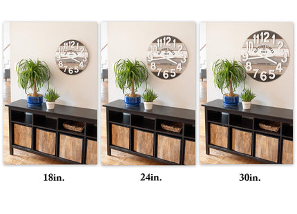 Oldtown Clocks 18" Wooden Multi-Color Maritime Coastal Beach Large Number Wall Clock (Gray, 18 inch)
