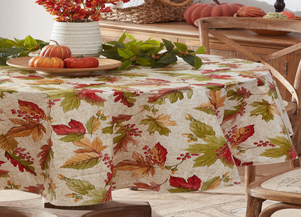 Newbridge Thanksgiving Rustic Acorn & Leaf 60x84 Inch Oval Vinyl Tablecloth