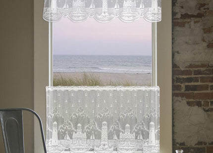 Heritage Lace Lighthouse 60-Inch Wide by 15-Inch Drop Valance, White