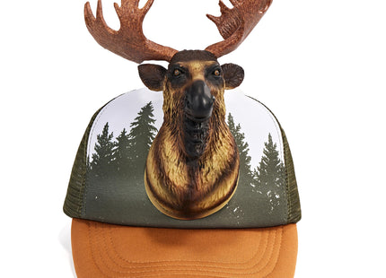 3D Moose Trucker Hat, Funny Novelty Mesh Snapback Cap for Men & Women