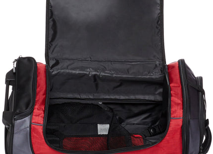 Amazon Basics Ripstop Wheeled Duffel Bag with Multi-Pocket Design, Portable, 30", Red