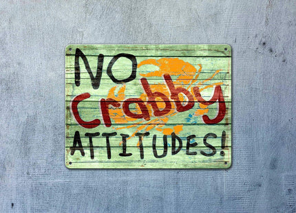 KENSILO TIN Sign No Crab Attitude Funny Cafe Bar Seafood Beach House Crab Kitchen Home Restaurant Wall Decor 12 x 16 inches