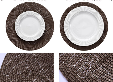 Feuille Round Christmas Placemats Set of 4,13.5 Inch Brown Gingerbread Man Placemats for Round Tables Winter Placemats Perfect for Indoor Christmas Decorations