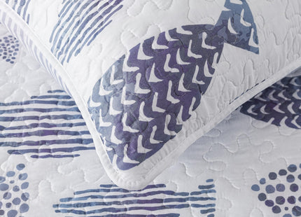 SLPR - Coastal Nautical Fish Quilt Set, Twin with 1 Sham, Lake Bedding