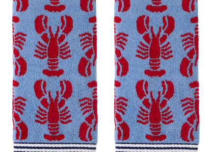 SKL Home Nautical Lobster Hand Towel Set-2pc, Reversible Jacquard, Navy