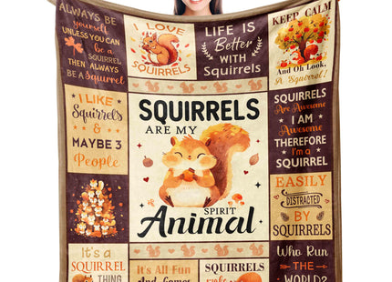 Punofell Squirrel Gifts for Women/Men/Boys/Girls, Unique Squirrel Lovers Themed Blanket Accessories/Stuff for Kids, Cute Squirrel Things Soft Throw 50" x 60"