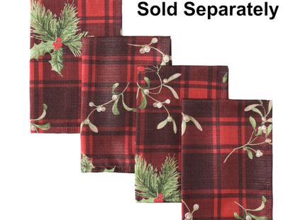 Newbridge Christmas Red Spruce Plaid 60 x 102 Inch Rectangle Fabric Tablecloth – Holly, Pinecones & Evergreen Winter Print, Soil Resistant No-Iron Holiday Dining Table Cover