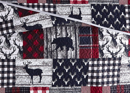 UMCHORD Cabin Quilt Sets King, Christmas Patchwork Rustic Lodge Deer Quilt Bedding Set, All Season Lightweight Reversible Bedspread Coverlet with 2 Pillow Shams