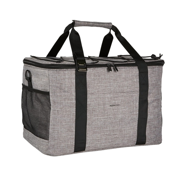 Amazon Basics Insulated Cooler Bag, Soft Leak-Proof Large Travel Cooler for Beach and Picnics, 50 Can Capacity, Water-Resistant, Gray
