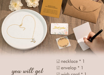 Baydurcan Golden Hummingbird Necklace Colorful Hummingbird Gifts for Women