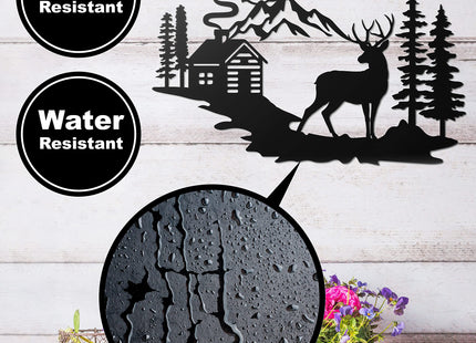 Vivegate Deer Wall Decor – 17.5”X11” Deer Decorations for Home Rustic Forest Wall Decor Deer Pictures Cabin Bathroom Wildlife Metal Wall Art