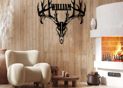 Personalized Deer Head Metal Sign, Custom Deer and Forest Metal Wall Art, Farmhouse Wall Decor, Rustic Outdoor Plaque, Customized Deer Hunter Last Name Signs, Outdoor Decor, Housewarming Gift