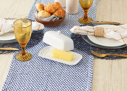 DII Woven Basics Collection 100% Cotton Knit Table Runner, 15x108, Nautical Blue