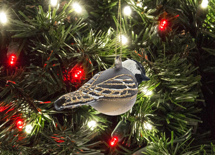 Cobane Black Capped Chickadee Ornament - Blown Glass Bird Decor