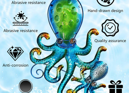 JOYBEE HOME&GARDEN Octopus Wall art Decor-Outdoor Indoor Coastal Hanging Art-Ocean Theme Decor for Patio Backyard Yard Fence pool Bathroom Living room-Costal Decorations(BLUE)