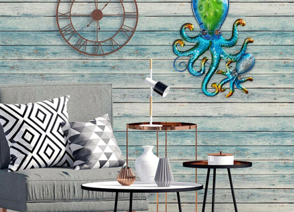 JOYBEE HOME&GARDEN Octopus Wall art Decor-Outdoor Indoor Coastal Hanging Art-Ocean Theme Decor for Patio Backyard Yard Fence pool Bathroom Living room-Costal Decorations(BLUE)
