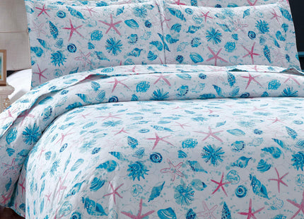 Queen Size Quilts Beach Queen Quilt Set Collection Bedspread Coverlet Reversible Lightweight Bedding Pink Starfish Aqua Home Quilt Set