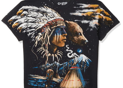 Liquid Blue Men's Indian Bear T-Shirt, Black, Large