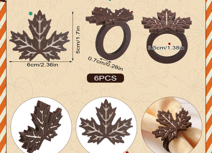 Roshtia 6 Pcs Wooden Fall Napkin Rings Thanksgiving, Maple Leaf