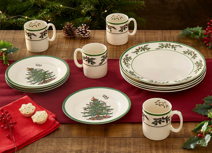 Spode Christmas Tree Holly Coffee Mugs, 9 Oz - Set of 4