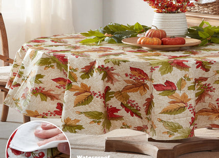 Newbridge Thanksgiving Rustic Acorn & Leaf 60x84 Inch Oval Vinyl Tablecloth