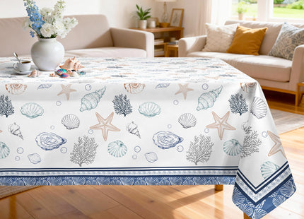 Arquiel Seashell Tablecloth 55 x 70 Inch Rectangular, Coastal Style