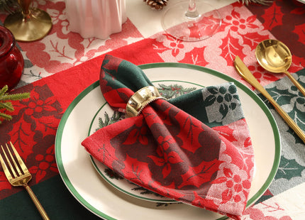 Newbridge Christmas Holiday Holly Check 60x84” Oval Fabric Tablecloth