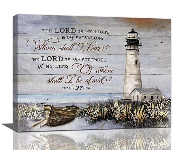 Nautical Lighthouse Wall Art Coastal Beach Pictures Wall Decor Bible Verse Scriptures Canvas Prints Lighthouse painting Framed Modern Artwork for bathroom kitchen Bedroom living room office 16"x12"