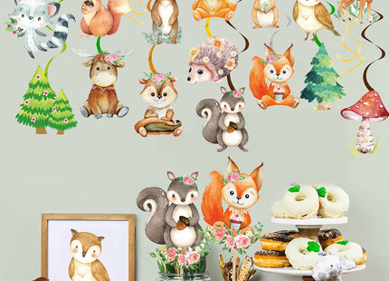 Woodland Party Decorations 20pcs Woodland Animals Hanging Swirls Forest Animals Foil Ceiling Decorations for Woodland Theme Birthday Party Baby Shower Supplies