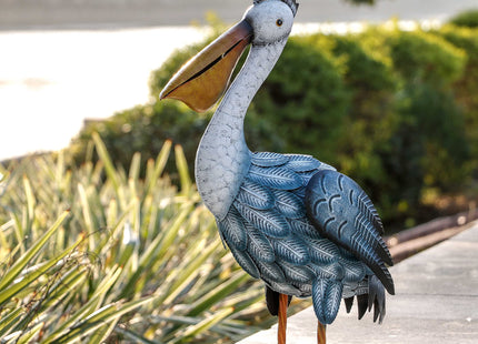 TERESA'S COLLECTIONS Pelican Statues Outdoor Decor, 16.5" Coastal Ocean Bird Garden Statues & Sculptures, Metal Yard Art Lawn Ornaments for Patio, Pond, Pool, Backyard Decorations