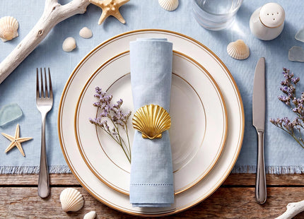 Yungyan 12 Pcs Gold Shell Napkin Rings Coastal Seashell Beach Napkin Holder