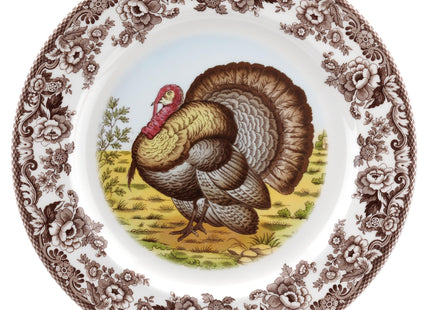 Spode Woodland Round Serving Platter, Turkey - Brown/White