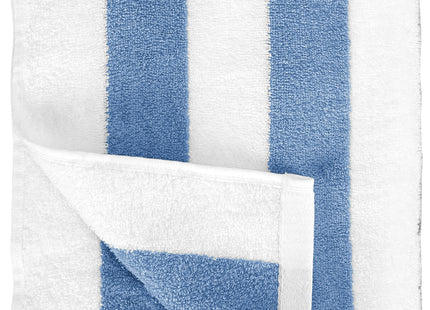 Amazon Basics Striped Beach Towels, Soft & Absorbent Pool Towel, 100% Ring-Spun Cotton, Machine Washable, Quick Dry, Oeko-TEX Certified, Large 30" x 60", Sky Blue, 4-Pack