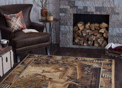 Fern Deer Beige 5x7 Area Rug for Living Room & Bedroom or DiningRoom - Cabin, Farmhouse Lodge Style Rustic Indoor Carpet